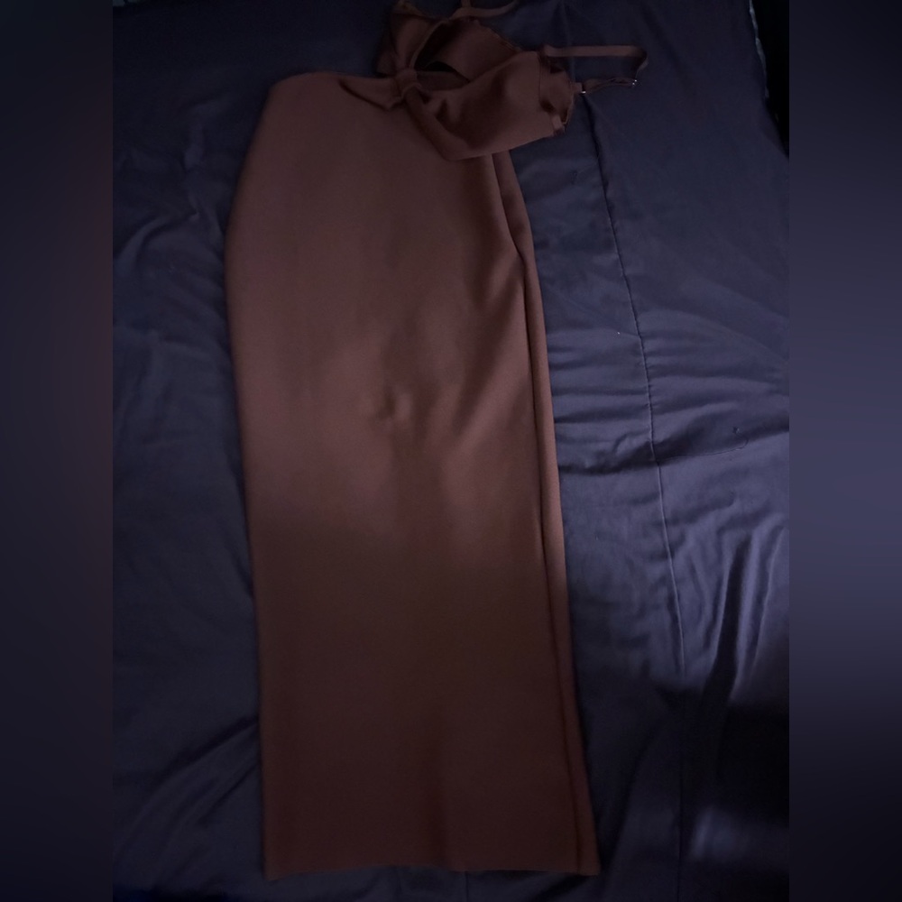 Built in top Brown Maxi Skirt